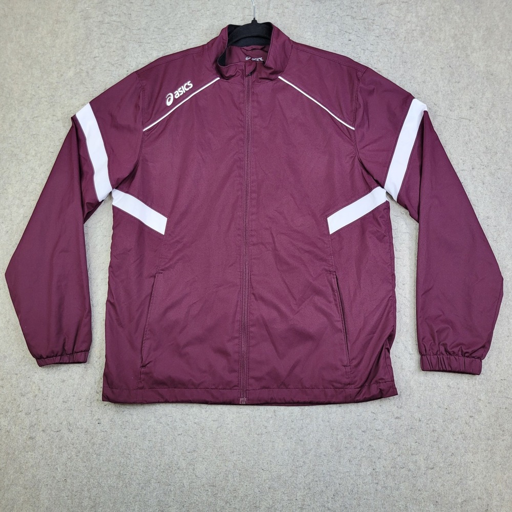 ASICS Surge Warm-Up Jacket Mens‎ Small Maroon Full Zip Mock Neck Track